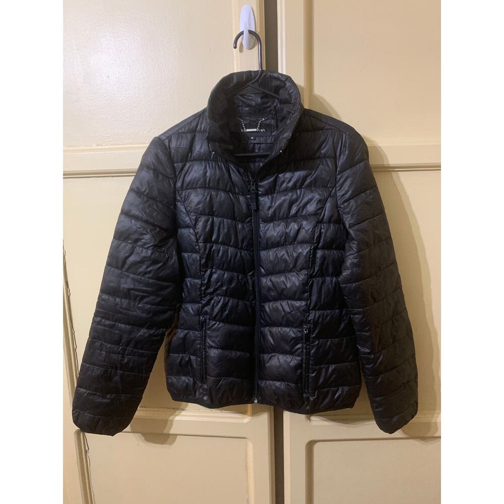 Black Rivet Black Zip Up Waterproof Jacket Size Medium